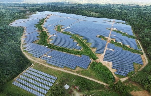 Archival aerial view of Monte Plata Solar in the Dominican Republic