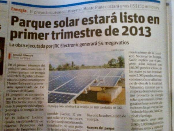 Spanish-language historical newspaper clipping about Monte Plata Solar